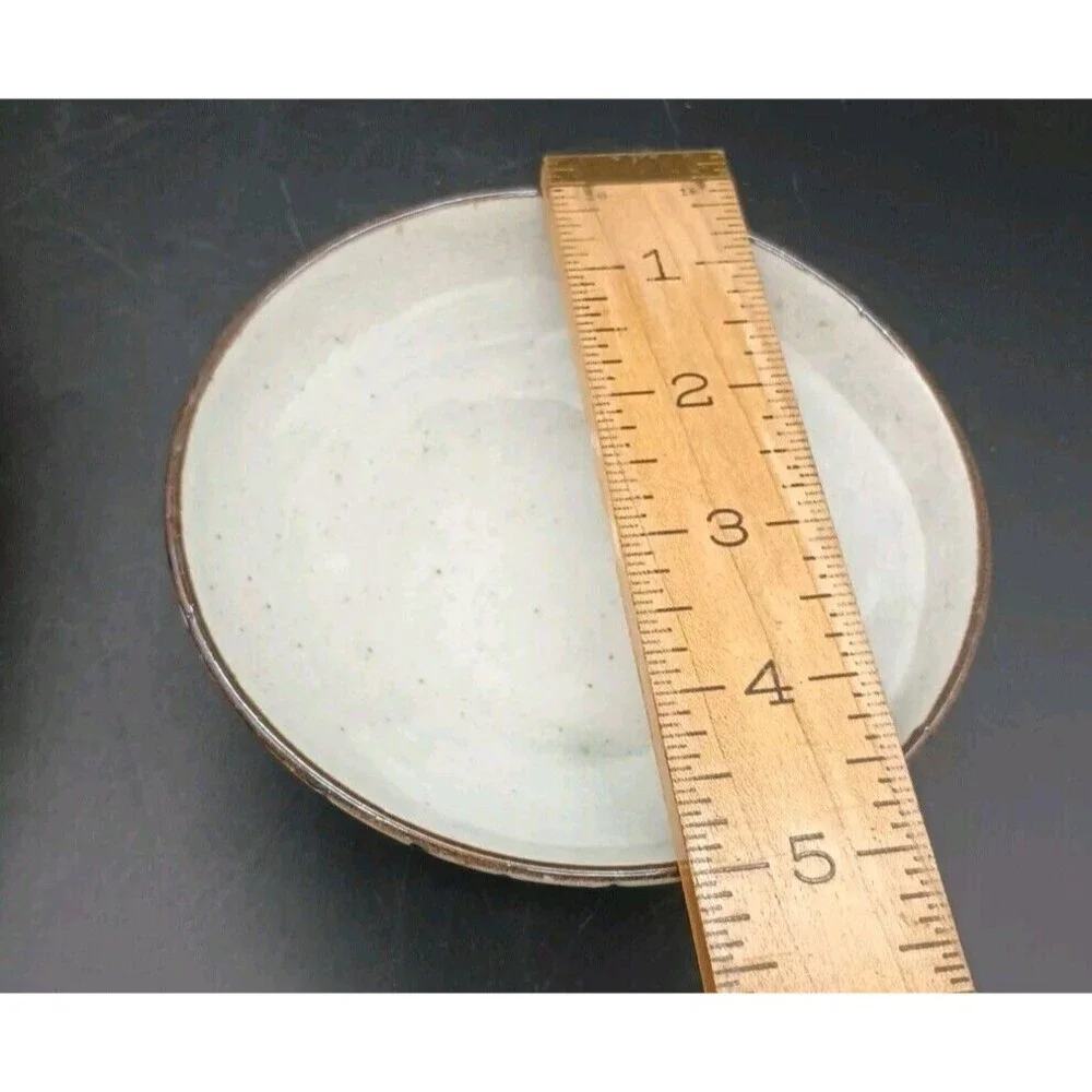 Vtg Footed Rice Bowl Blue Celedon Netted Design